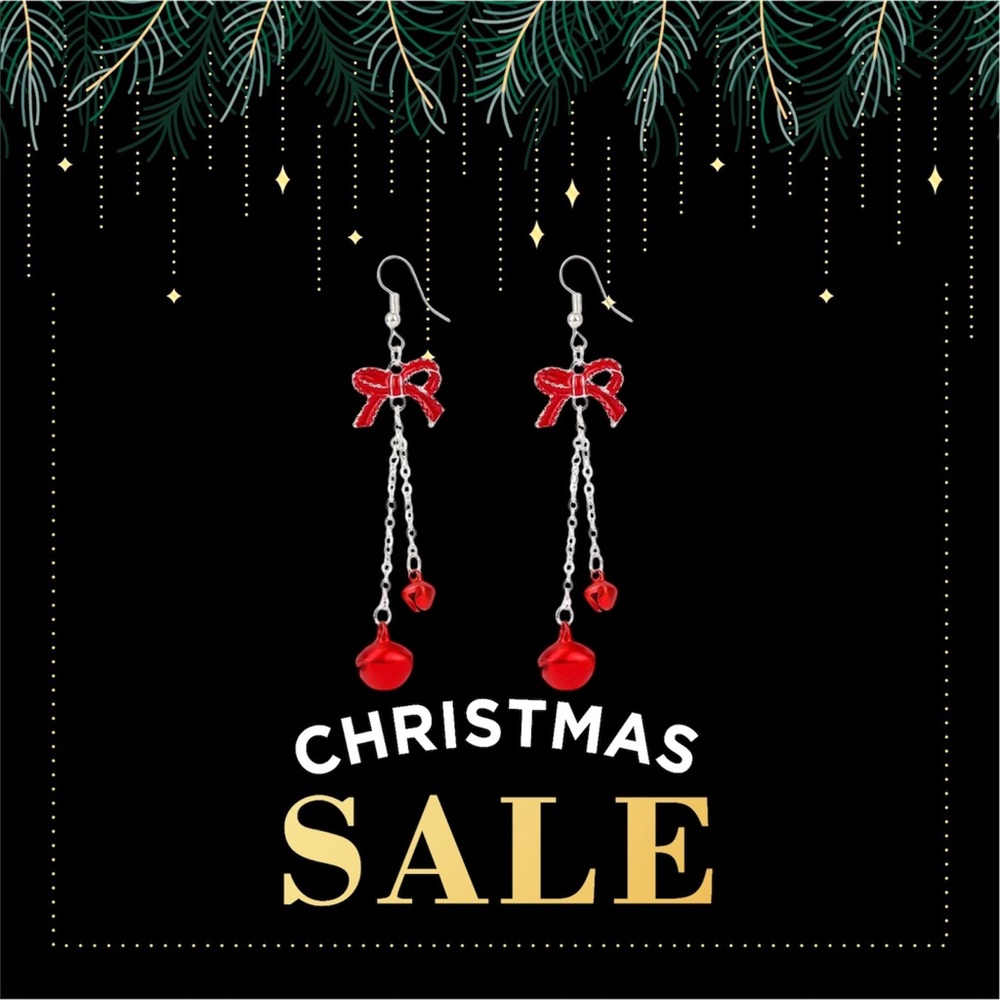 NIP Bow w/jingle bells Drop Earrings